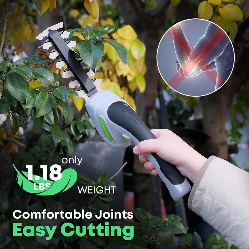 VCAN ACTIVE 2-in-1 Cordless Hedge Trimmer, Handheld Hedge Trimmer & Cordless Grass Shear with 2.0Ah Rechargeable Battery and Type-C Cable – Electric Grass Trimmer for Garden, Yard, and Lawn - Image 4
